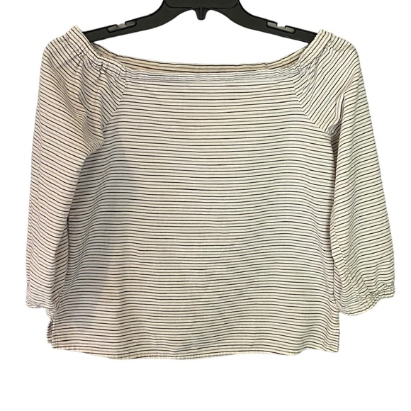 Madewell Jardin Off Shoulder Striped Beige/Tan Size Small - Picture 8 of 16